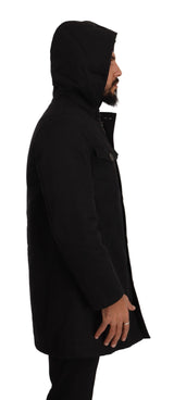 Elegante schwarze Parka -Kapuzejacke