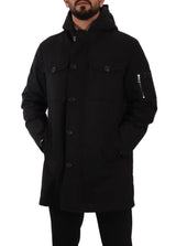 Elegante schwarze Parka -Kapuzejacke