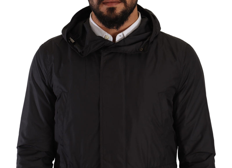 Elegant Black Parka Hooded Jacket