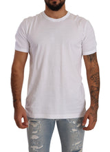 Elegante camiseta de la tripulación de algodón blanco