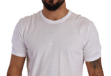 Elegante camiseta de la tripulación de algodón blanco