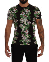 Elegante camiseta de cuello redonda floral para hombres