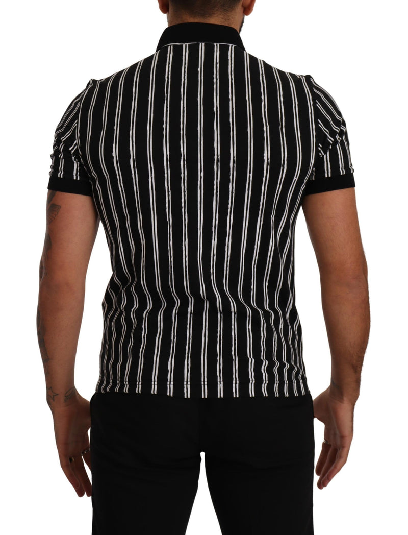 Elegantes gestreiftes Polo-T-Shirt in Schwarz