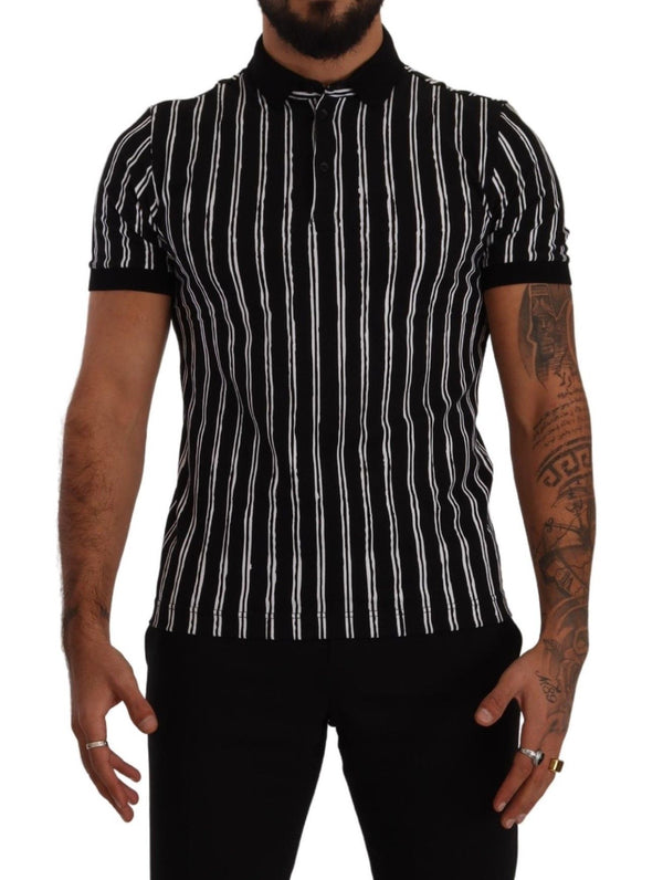 Elegantes gestreiftes Polo-T-Shirt in Schwarz