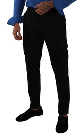 Elegantes pantalones de carga negros delgados