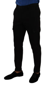 Elegantes pantalones de carga negros delgados