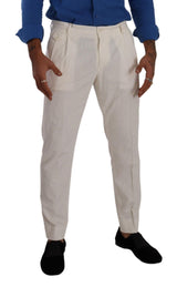 Elegant Tapered Corduroy Pants in Off White