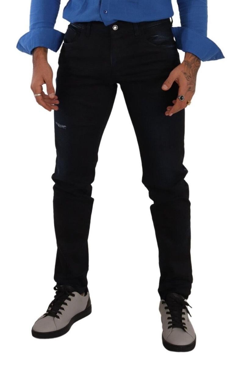 Eleganti jeans magri slim fit in blu scuro