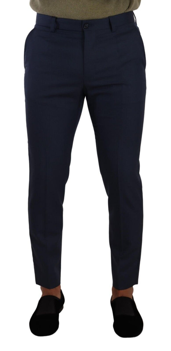 Élégant pantalon de robe slim bleu foncé