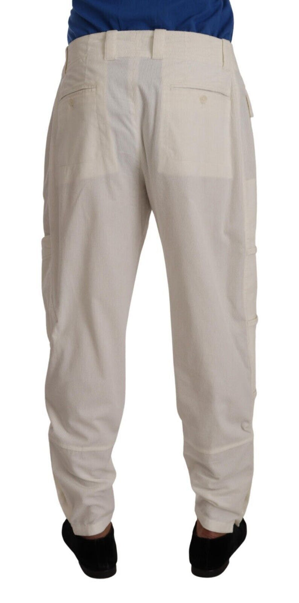 Elegante pantalones de carga blancos - ajuste regular