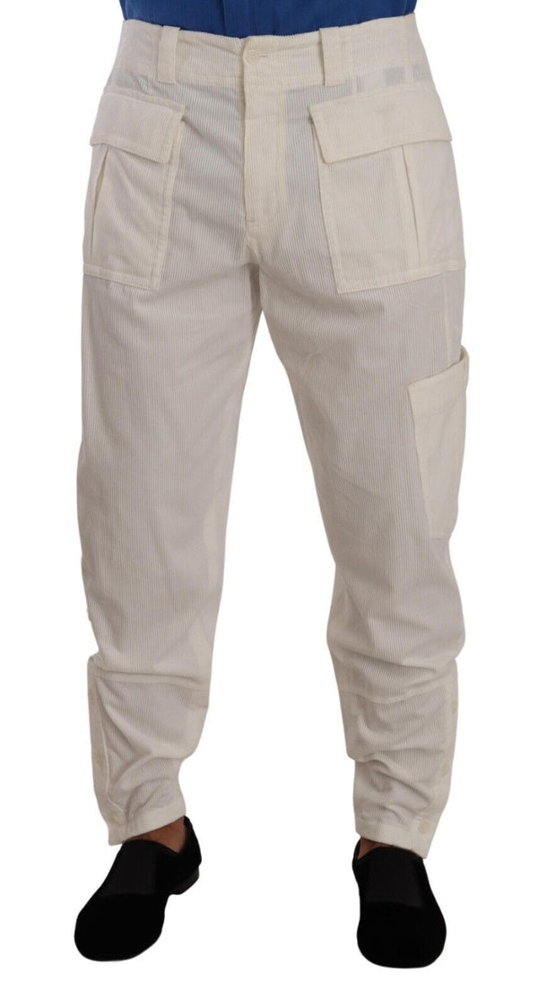 Elegante pantalones de carga blancos - ajuste regular