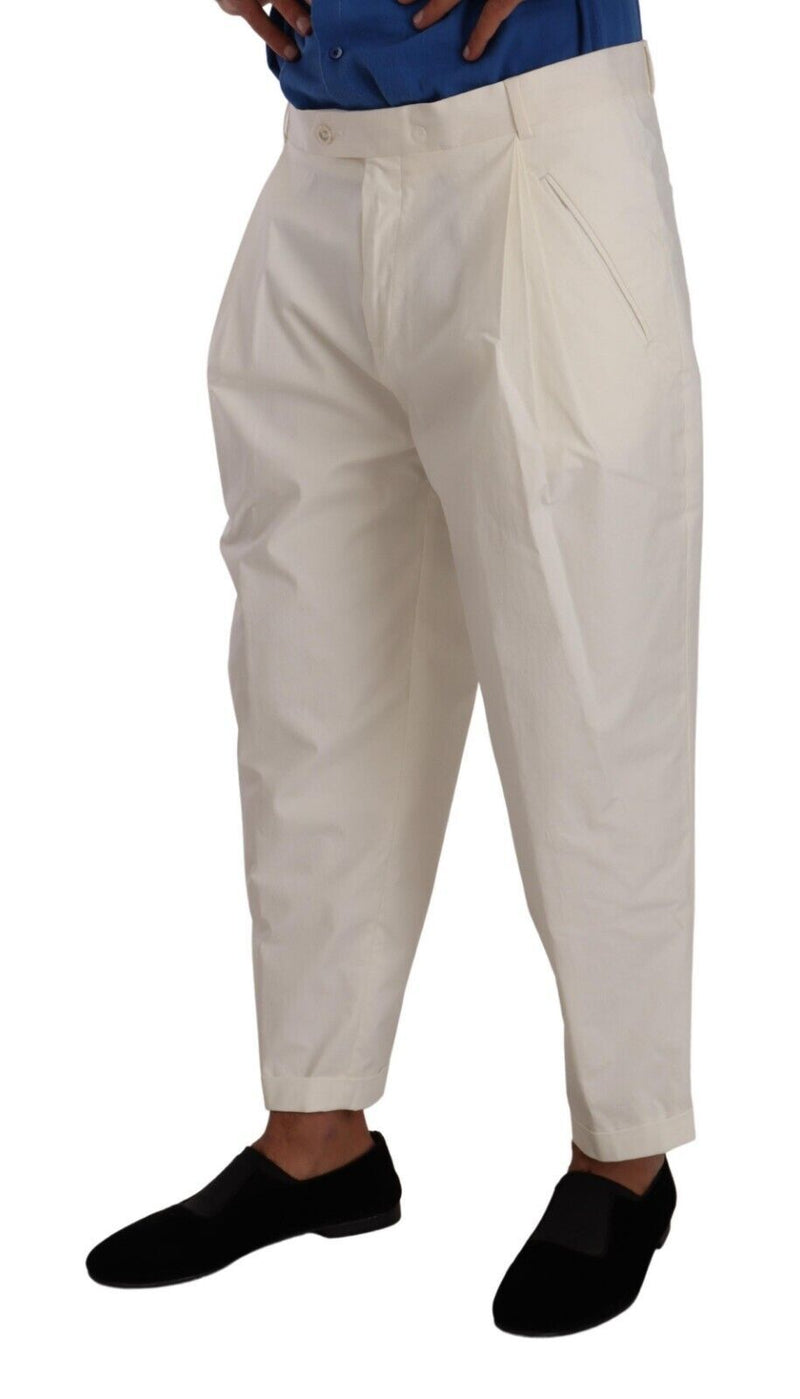 Eleganti pantaloni da abbigliamento in cotone bianco