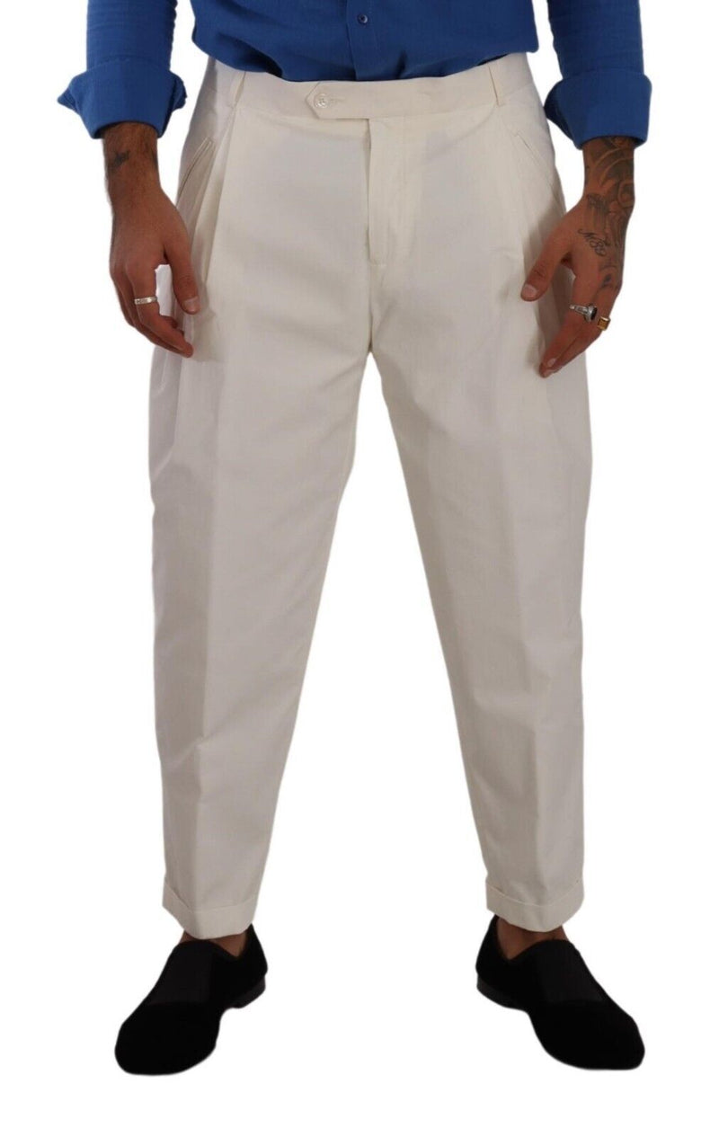 Eleganti pantaloni da abbigliamento in cotone bianco