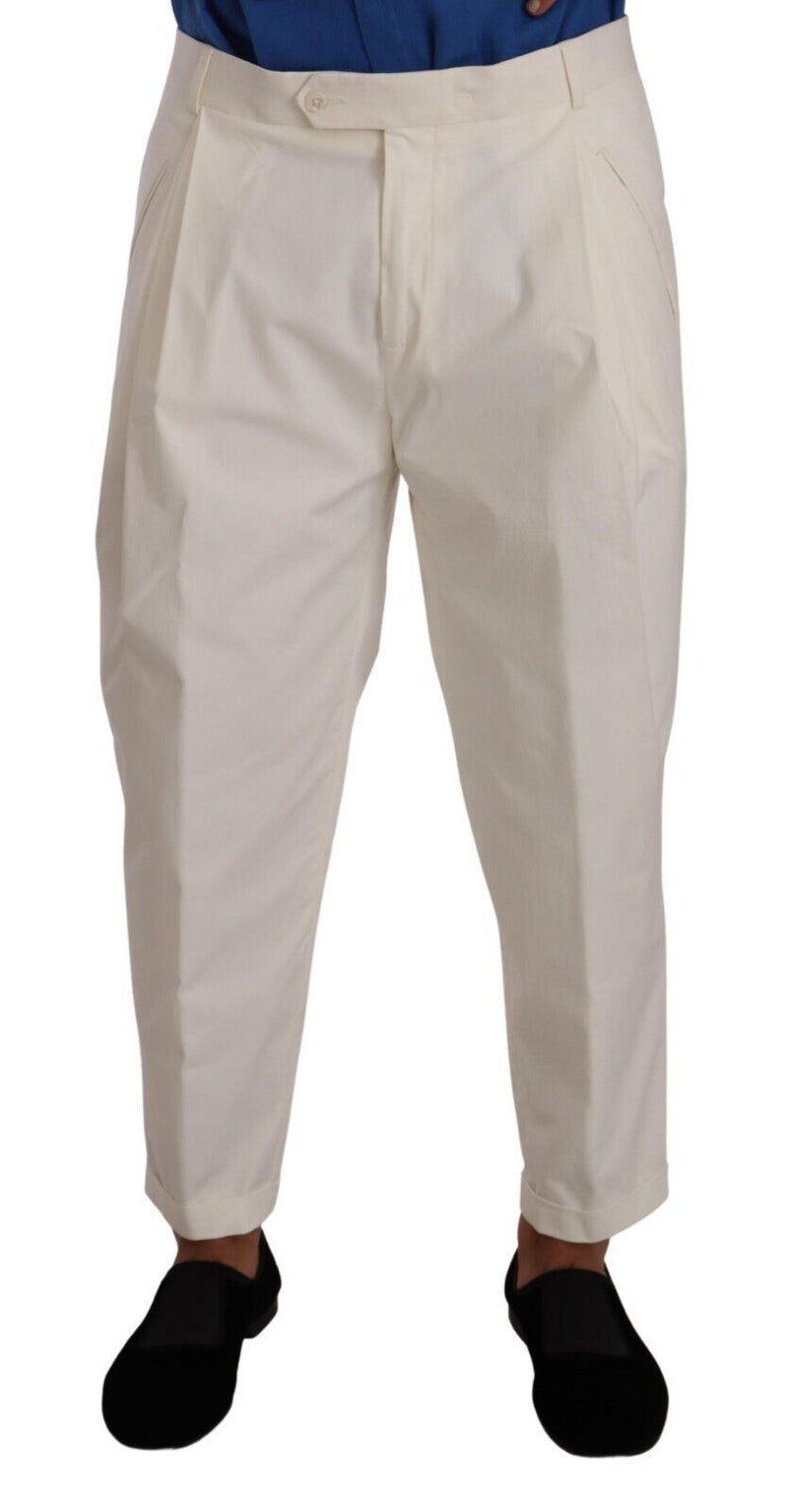 Eleganti pantaloni da abbigliamento in cotone bianco