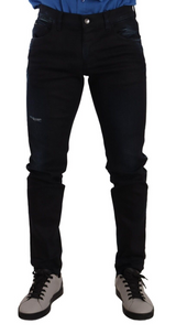 Elegante Slim Fit Jeans de mezclilla azul oscuro