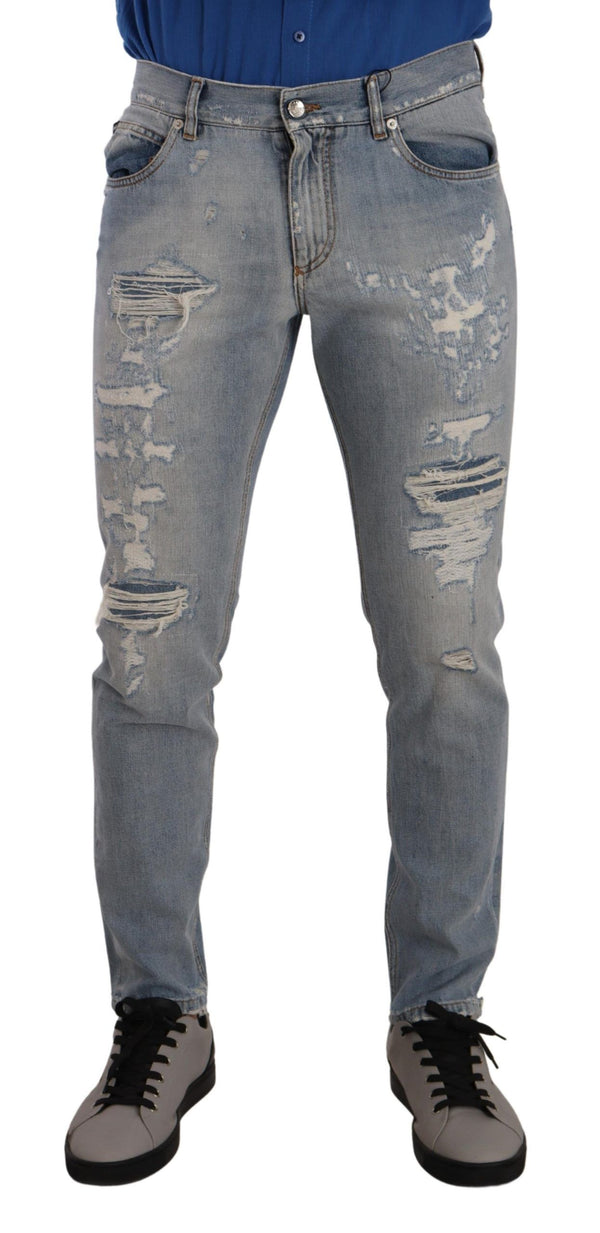 Eleganti jeans in denim dritti blu chiaro