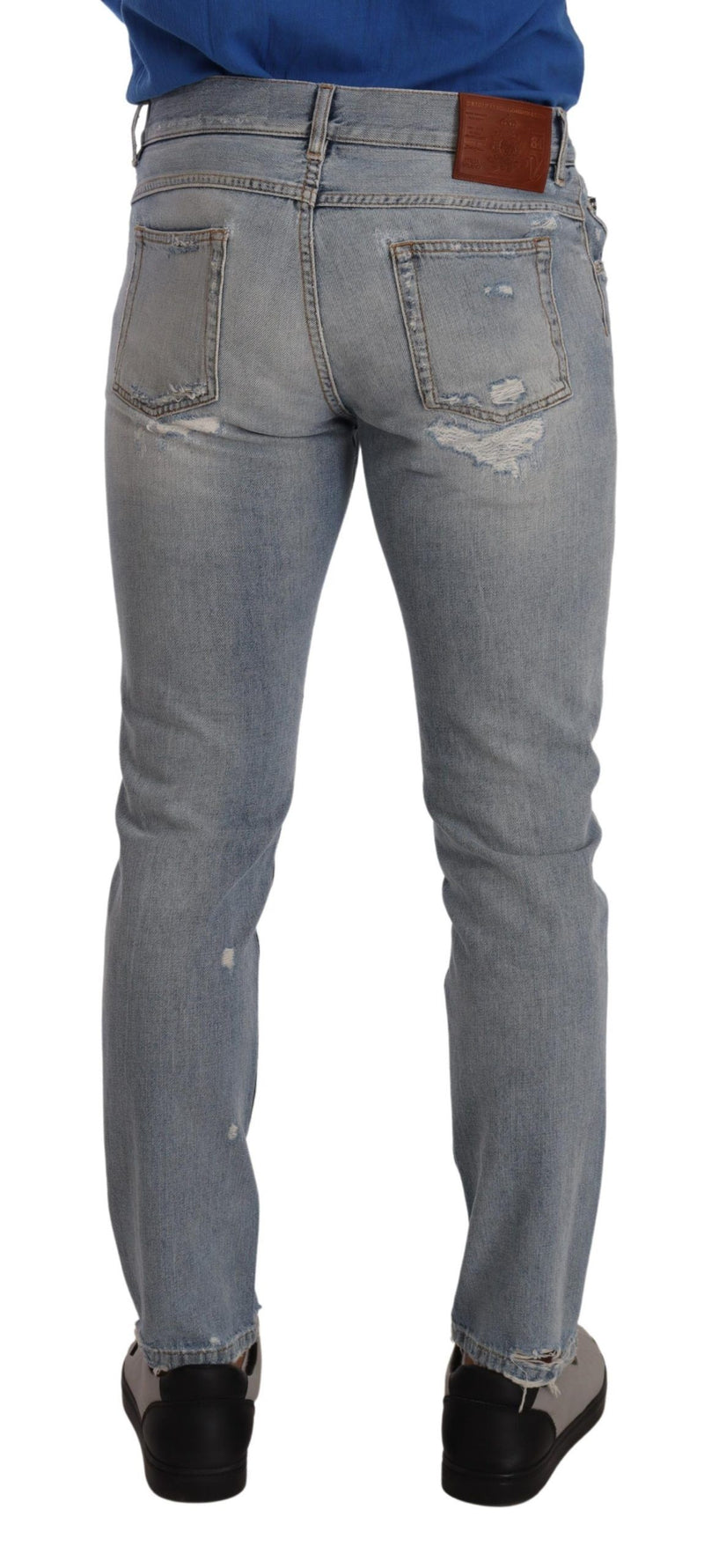 Eleganti jeans in denim dritti blu chiaro