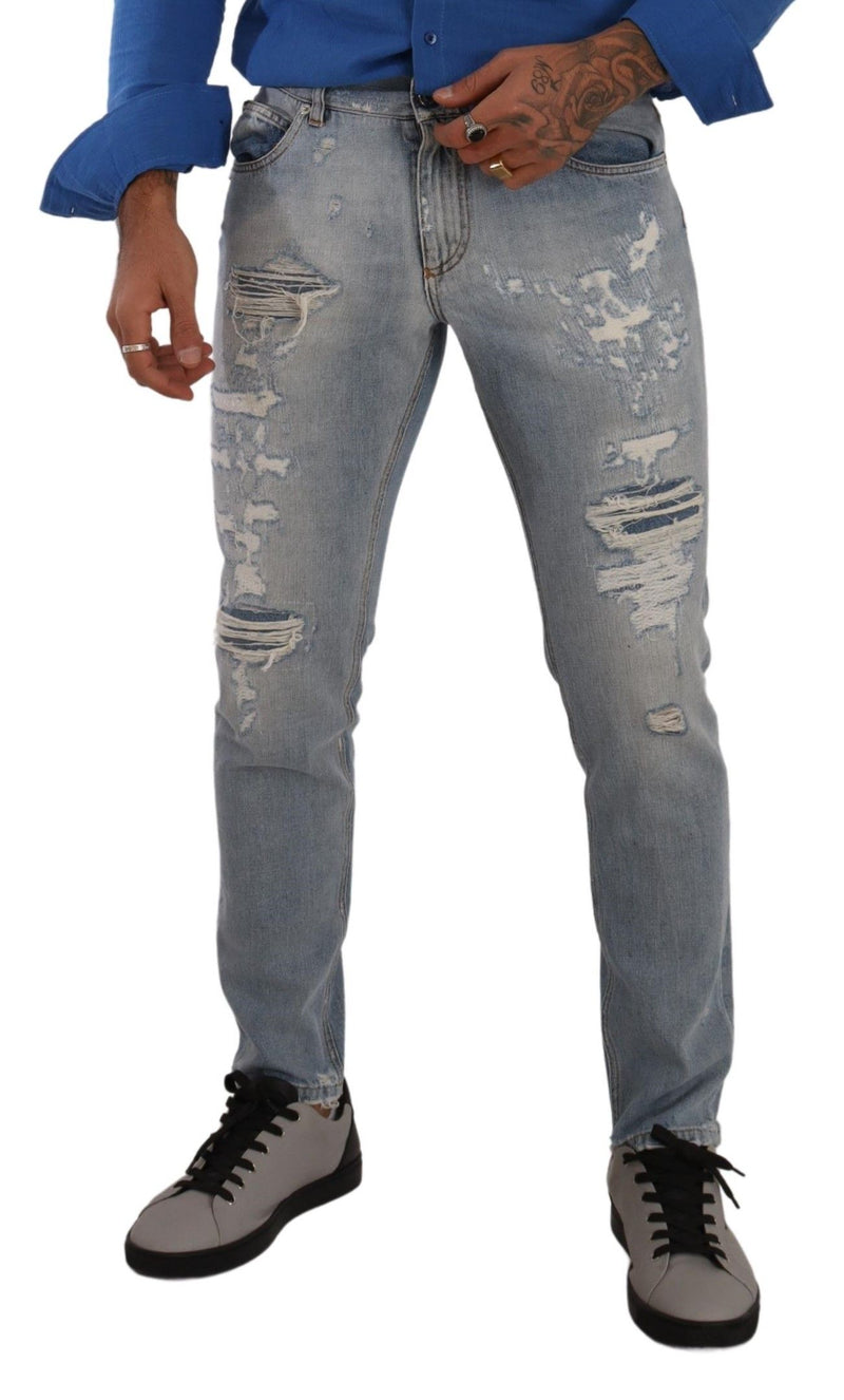 Eleganti jeans in denim dritti blu chiaro