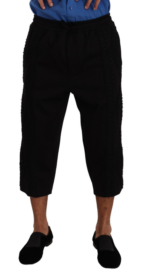 Elegantes pantalones de algodón negro de algodón