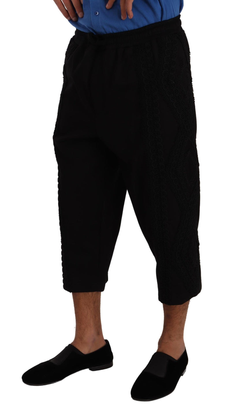 Élégant pantalon cultivé en coton noir