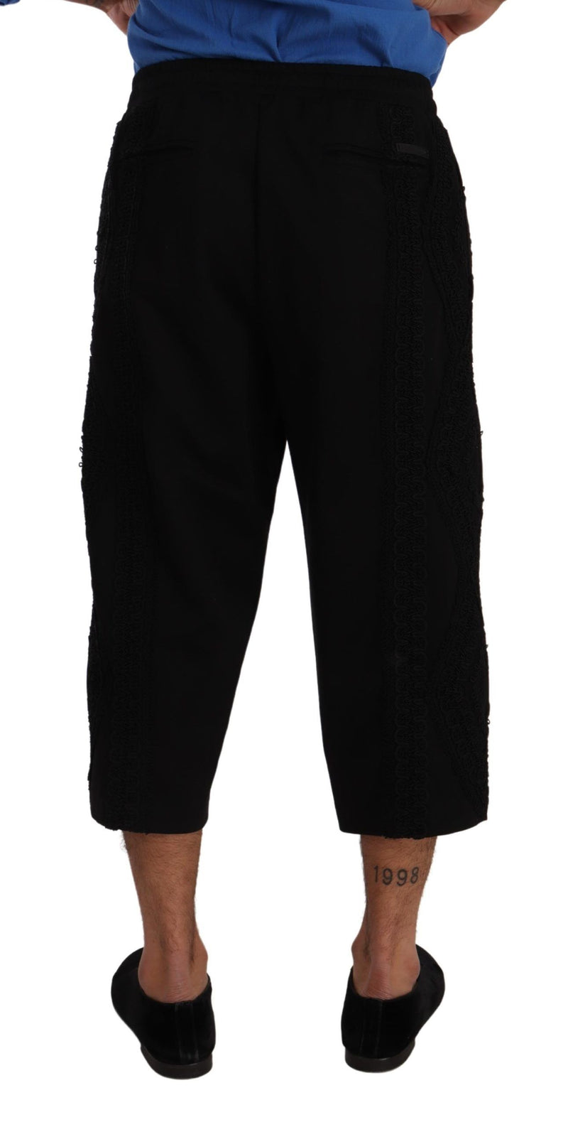 Elegantes pantalones de algodón negro de algodón