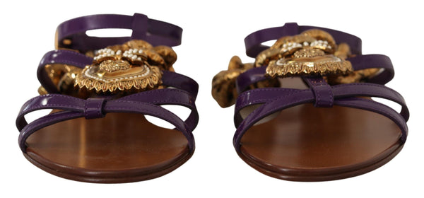 Lila Herzkette Gladiator Flats