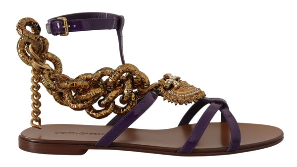 Lila Herzkette Gladiator Flats