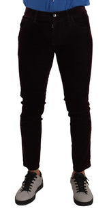 Eleganter burgunderiger Slim Fit Denim