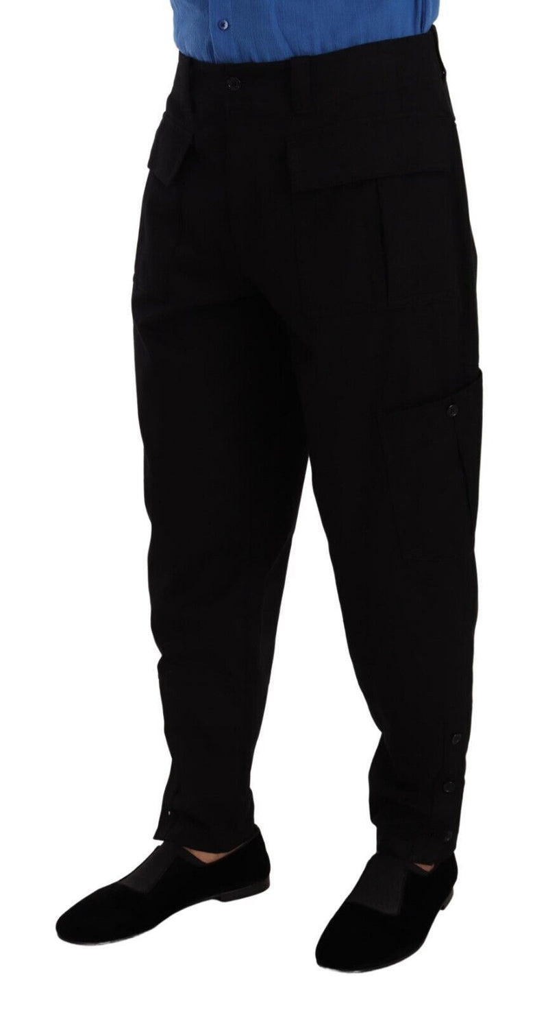 Chic Black Cargo Pants with Stretch Comfort