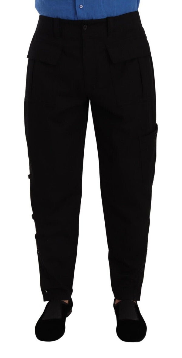 Chic Black Cargo Pants with Stretch Comfort