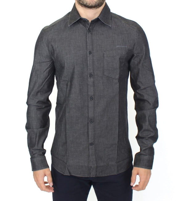 Elegante camicia casual in denim grigio