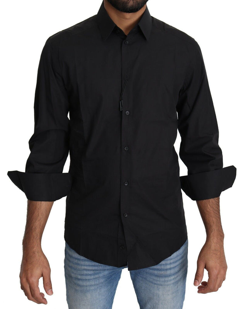 Elegante camicia vestito in fit slim nero