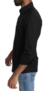 Elegante camicia vestito in fit slim nero