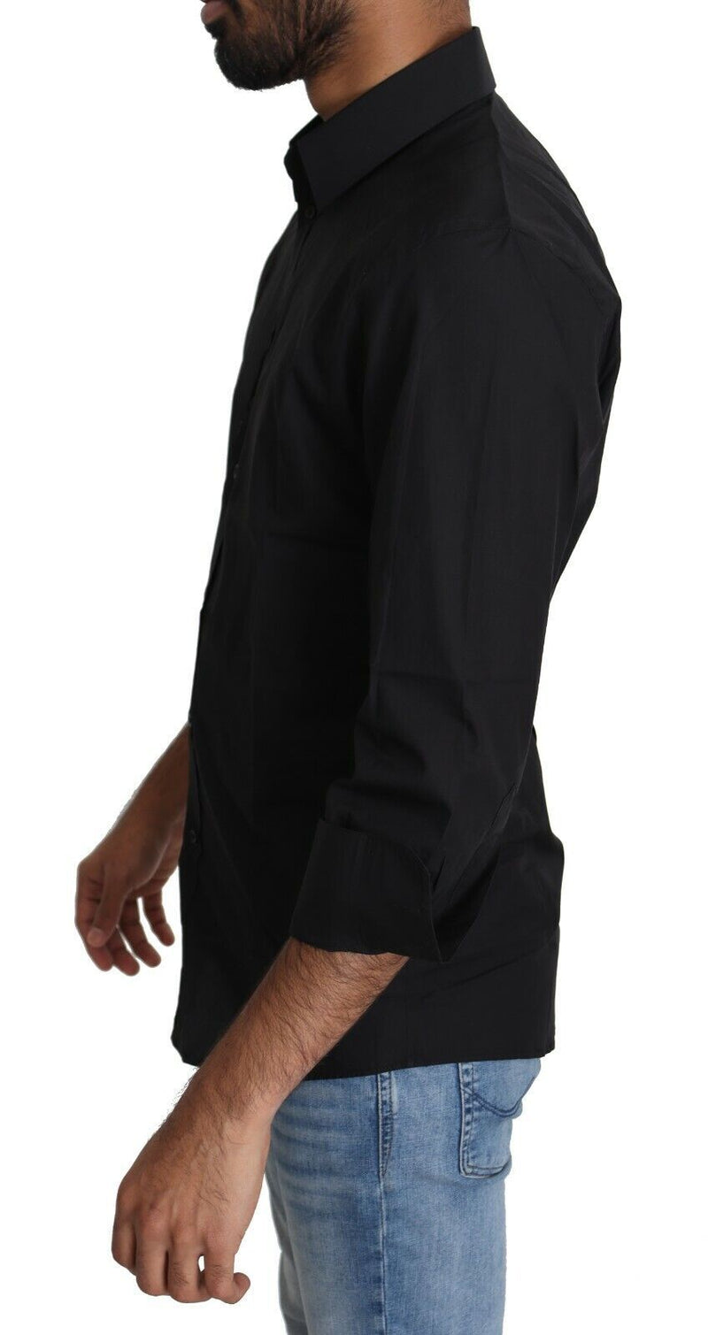 Elegante camisa de vestir negra delgada