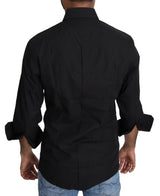 Elegante camicia vestito in fit slim nero