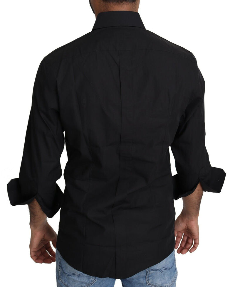 Elegante camisa de vestir negra delgada