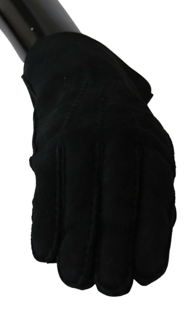 Elegante schwarze Lederbiker -Handschuhe