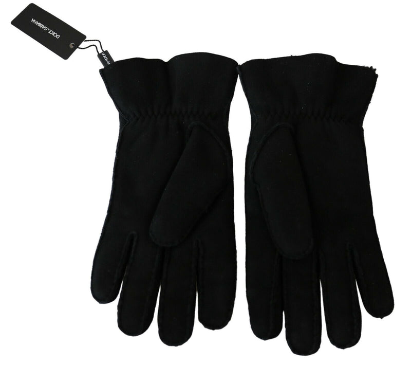 Elegant Black Leather Biker Gloves