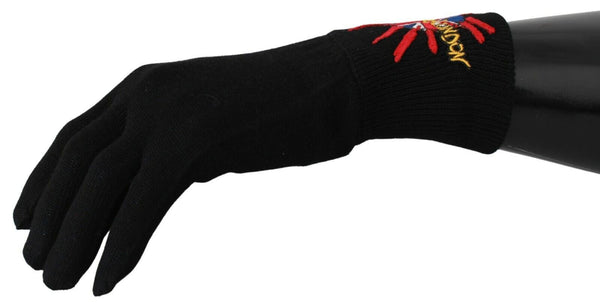 Elegante schwarze Jungfrau Wollhandschuhe