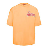 Lebendiges orangefarbenes Grafik -Crewneck -T -Shirt