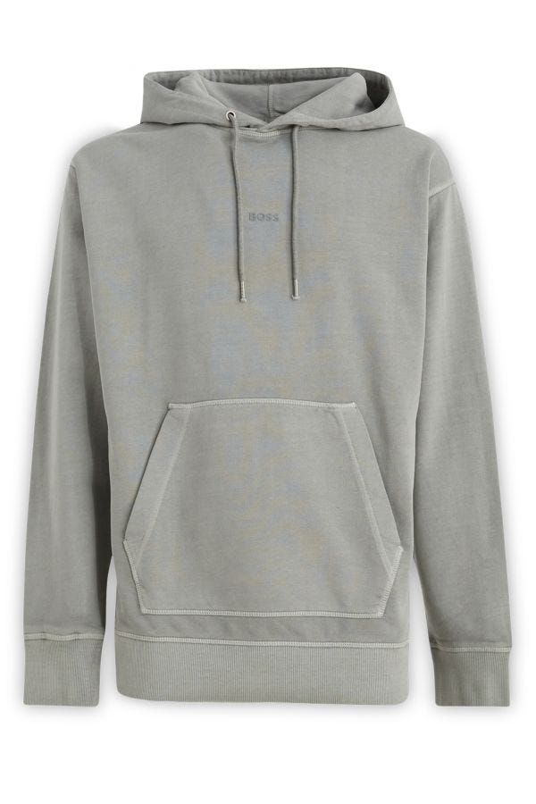 Sudadera con capucha de algodón gris elegante