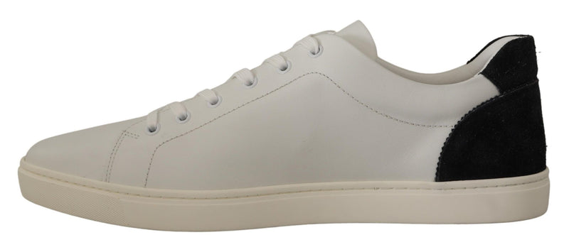 Elegant White Leather Low Top Sneakers