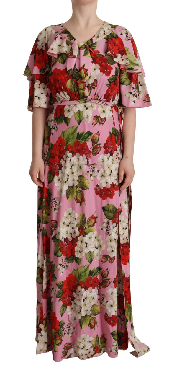 Robe maxi de soie florale enchanteresse