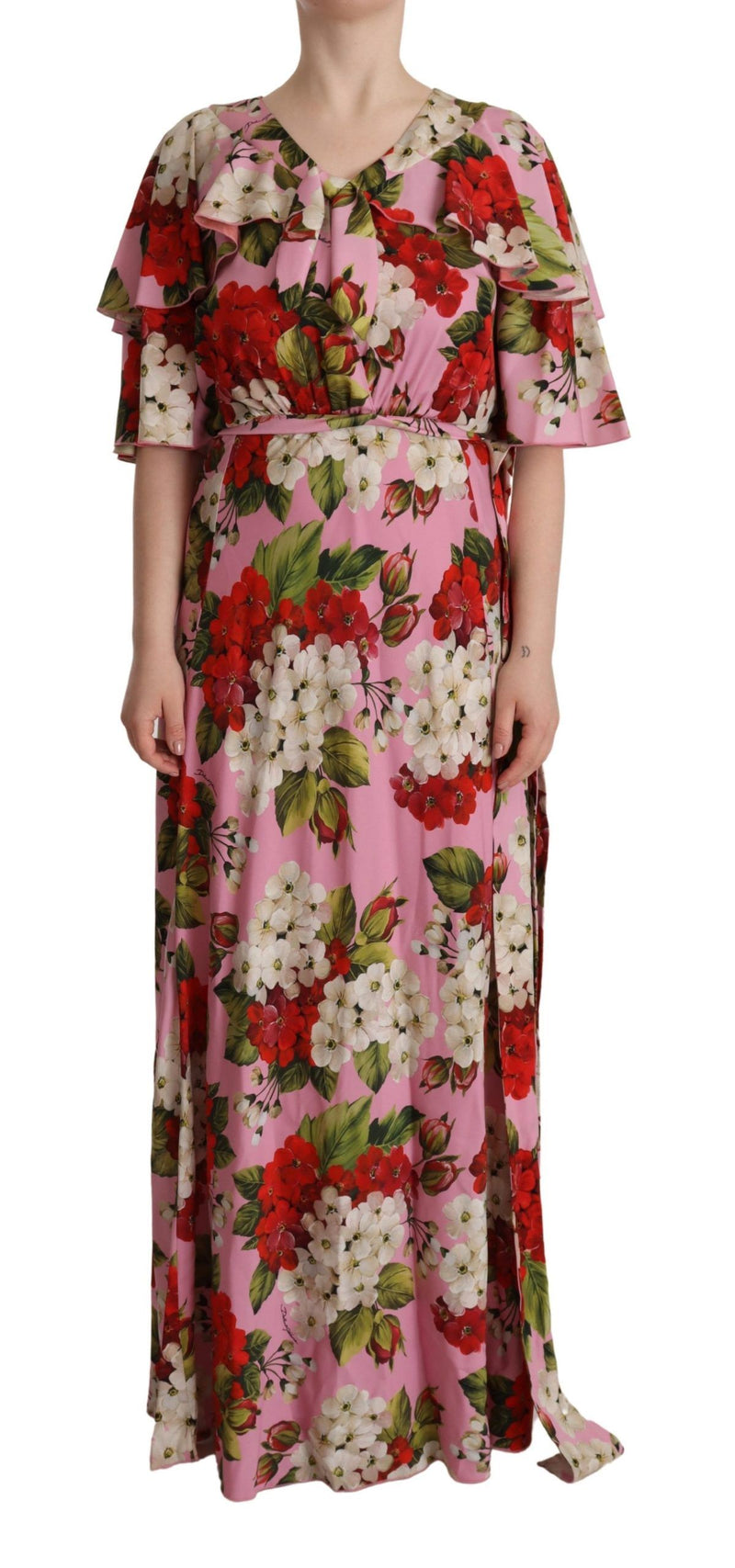 Bezaubernde blumige Seide Maxikleid