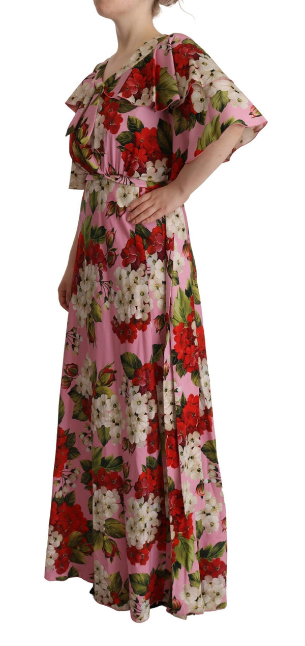 Robe maxi de soie florale enchanteresse