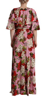 Robe maxi de soie florale enchanteresse