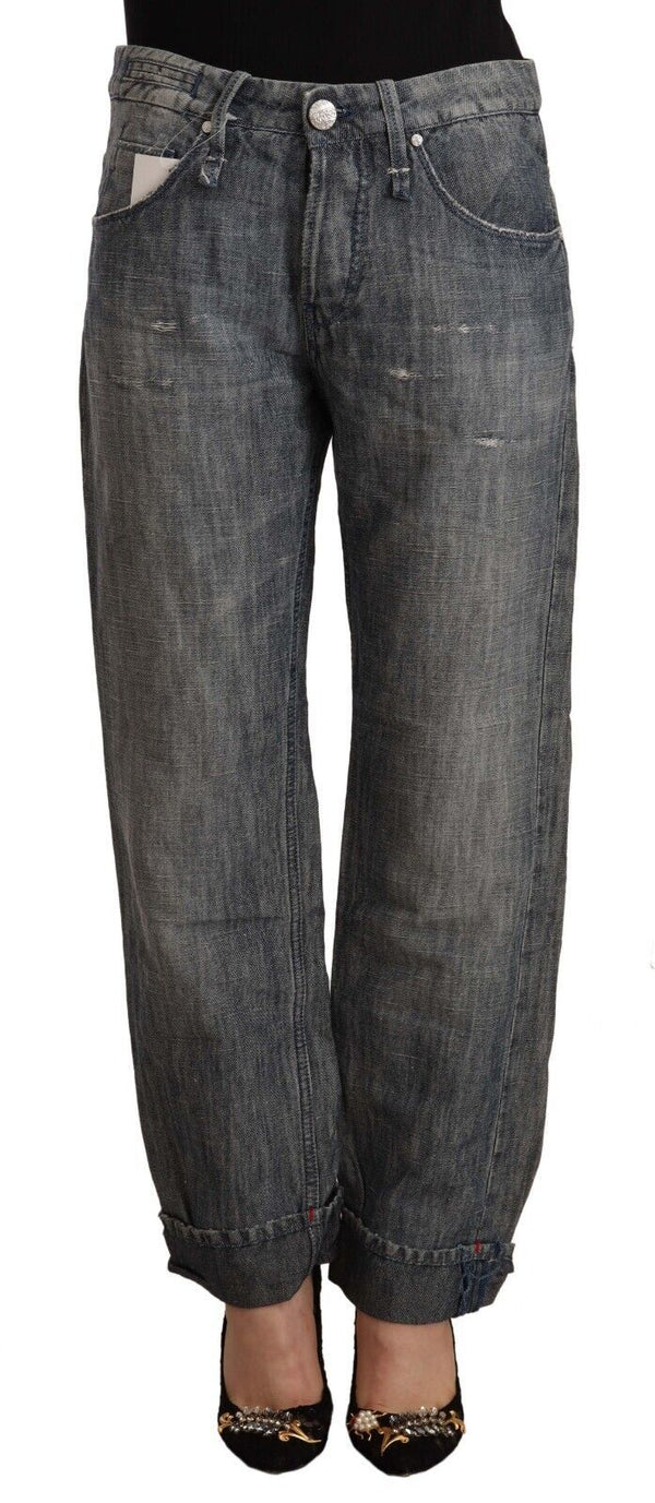 Jeans Ramie-Cotton taglio dritto grigio chic