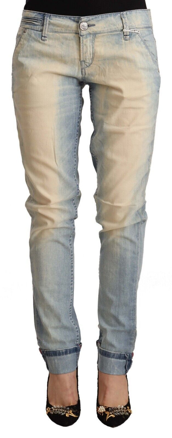 Jeans di cotone magri chic blu chiaro