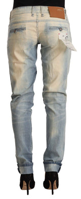 Jeans di cotone magri chic blu chiaro