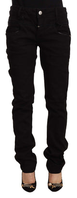 Jean skinny à taille basse noire chic